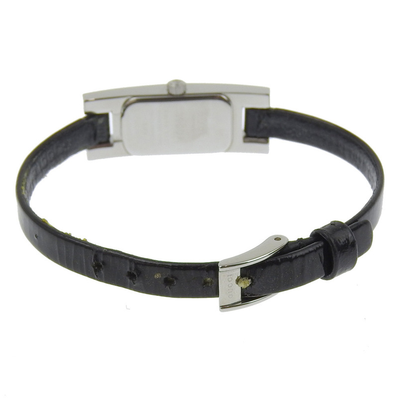 Gucci GUCCI 3900L 女士腕錶，不鏽鋼錶殼搭配皮革錶帶，石英指針式顯示，黑色錶盤。-4