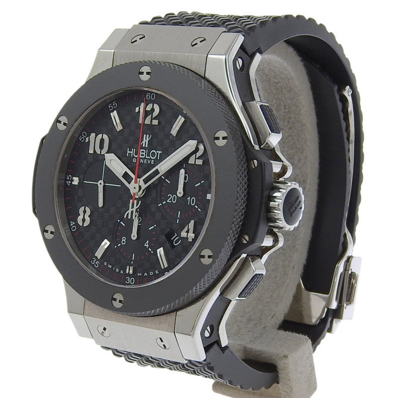 宇舶錶 Big Bang 系列腕錶,機芯型號 HUB4100,301.SB.131.RX,精鋼 x 陶瓷錶殼,橡膠錶帶,自動上鍊計時碼錶,黑色錶盤,男款-1