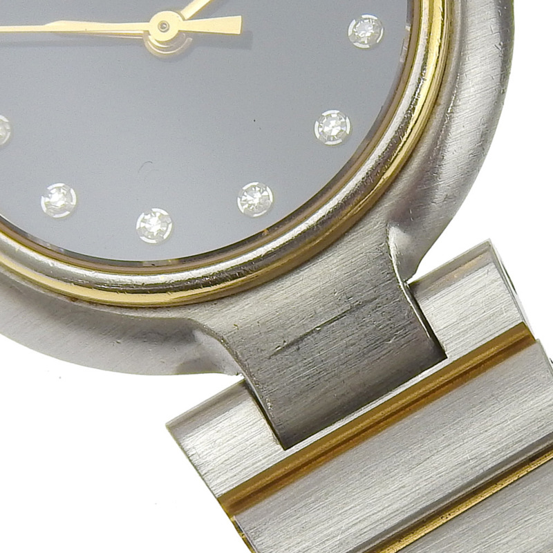 登喜路千禧腕錶 12P 鑲鑽 不鏽鋼鍍金石英模擬顯示 黑色錶盤 女士-6