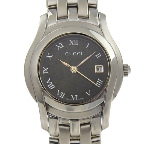Gucci GUCCI 5500L 女士腕錶，不鏽鋼石英指針式顯示，黑色錶盤