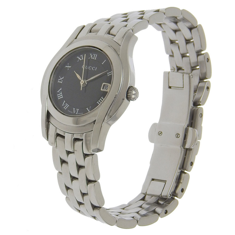 Gucci GUCCI 5500L 女士腕錶,不鏽鋼石英指針式顯示,黑色錶盤-1
