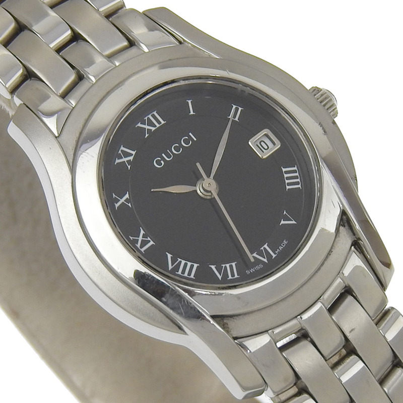 Gucci GUCCI 5500L 女士腕錶,不鏽鋼石英指針式顯示,黑色錶盤-2