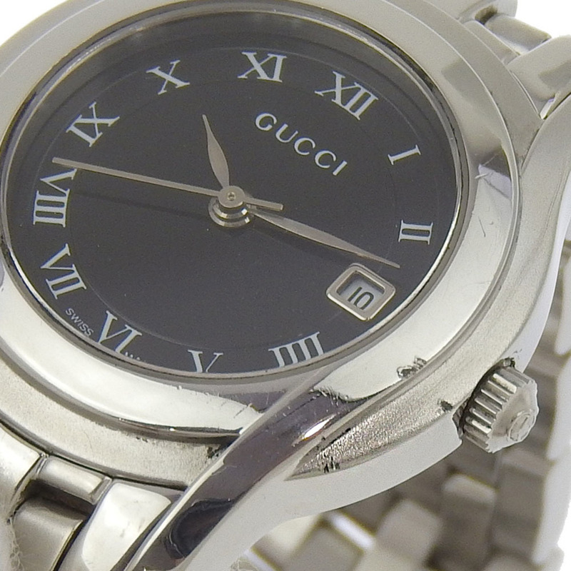 Gucci GUCCI 5500L 女士腕錶,不鏽鋼石英指針式顯示,黑色錶盤-8