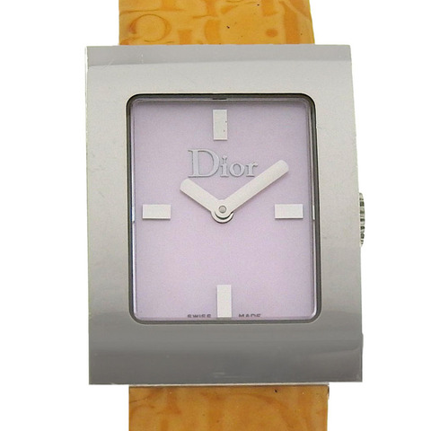 Christian Dior Maris腕錶 D78.109 不鏽鋼 x 皮革錶帶 石英模擬顯示 粉紅錶盤 女士款