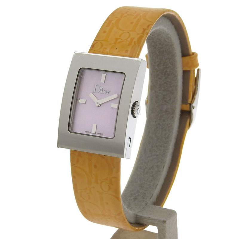 Christian Dior Maris腕錶 D78.109 不鏽鋼 x 皮革錶帶 石英模擬顯示 粉紅錶盤 女士款-1