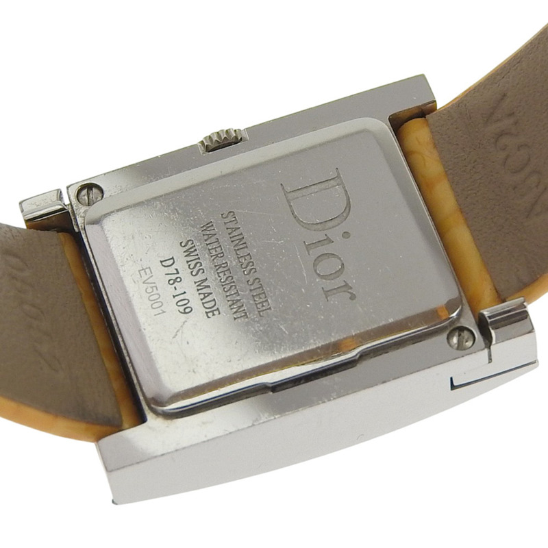 Christian Dior Maris腕錶 D78.109 不鏽鋼 x 皮革錶帶 石英模擬顯示 粉紅錶盤 女士款-5