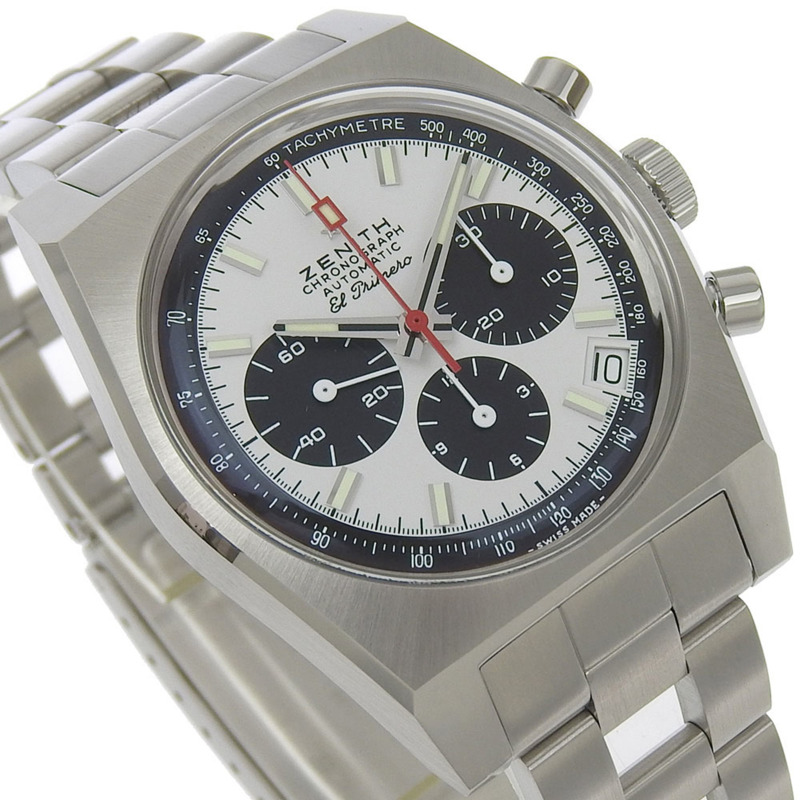 真力時 Chronomaster Revival El Primero 腕錶 50 週年限量版 型號 03.A384.400 不鏽鋼自動計時碼錶 白色錶盤 男士腕錶-2