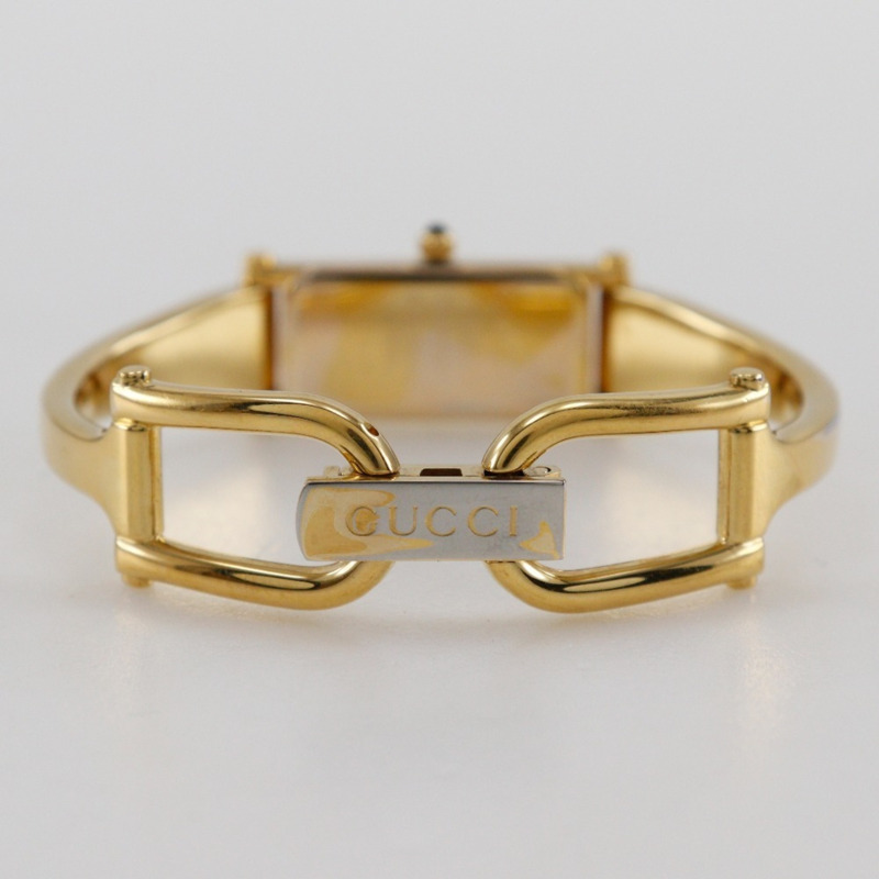 Gucci GUCCI 1500L 鍍金石英模擬顯示女士腕錶,黑色錶盤-4