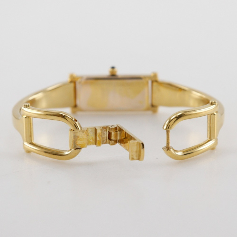 Gucci GUCCI 1500L 鍍金石英模擬顯示女士腕錶,黑色錶盤-6