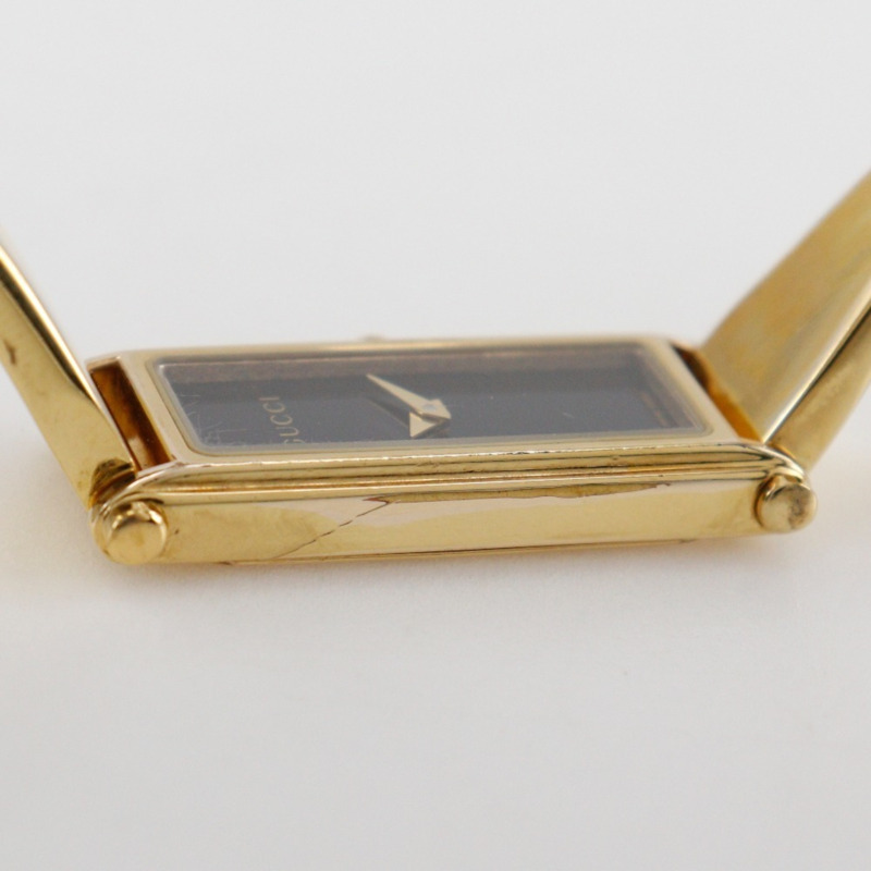 Gucci GUCCI 1500L 鍍金石英模擬顯示女士腕錶,黑色錶盤-8