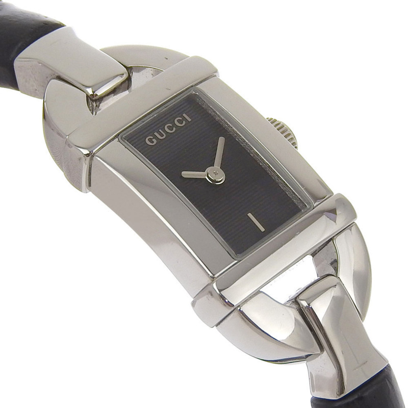 Gucci 6800L 手鐲腕錶,不鏽鋼 x 竹節石英模擬顯示,黑色錶盤,女士款-2