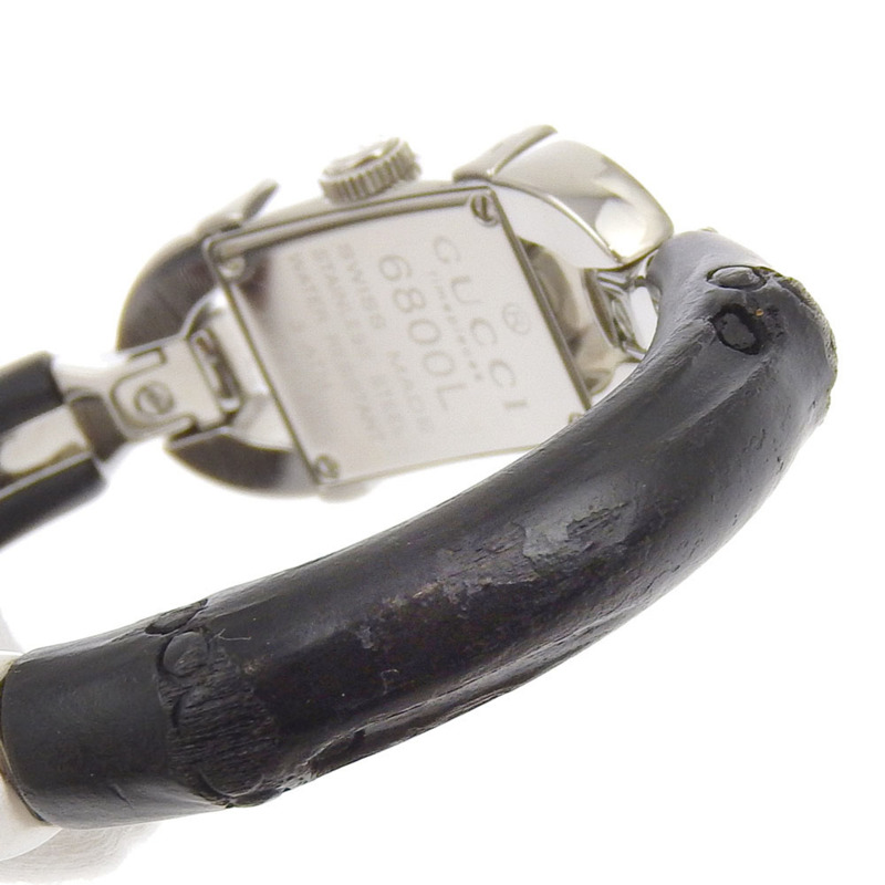 Gucci 6800L 手鐲腕錶,不鏽鋼 x 竹節石英模擬顯示,黑色錶盤,女士款-5