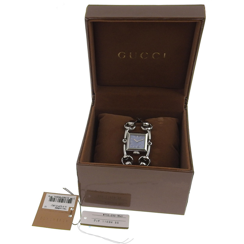 Gucci Signoria 116.5 女士腕錶,不鏽鋼石英指針式顯示,藍色錶盤-7