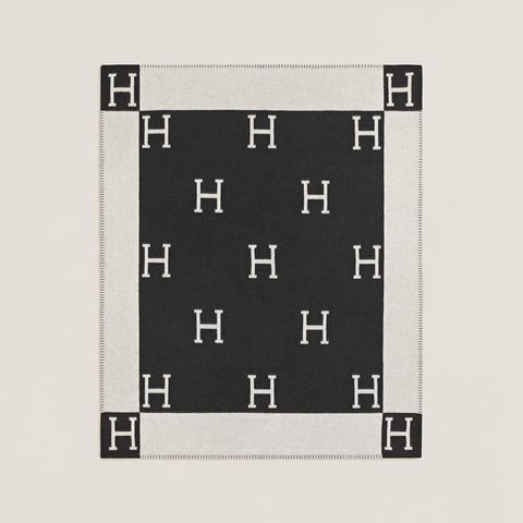 Hermès 大薄毯 黑色/灰色