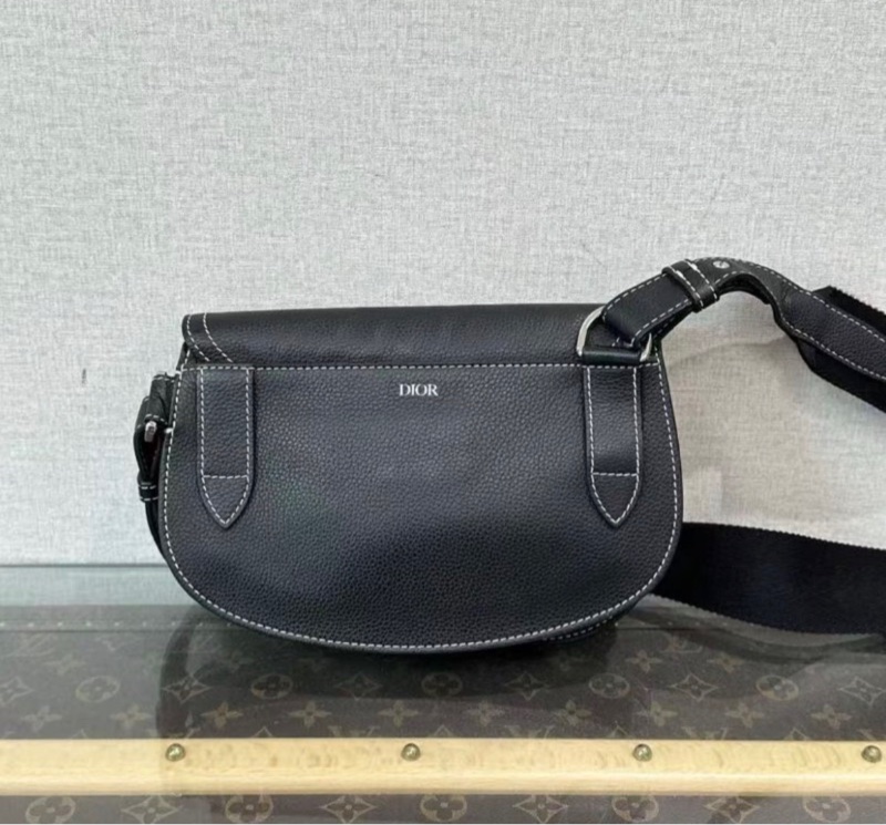Dior 黑銀外縫線肩背斜背馬鞍包23.5*16*3 98新配件塵袋-5