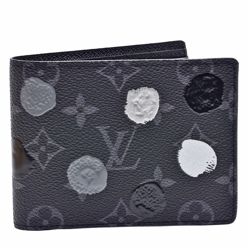 全新LV Eclipse帆布草間彌生點點摺疊短夾(黑)🖤草間彌生聯名限定款短夾🖤-1