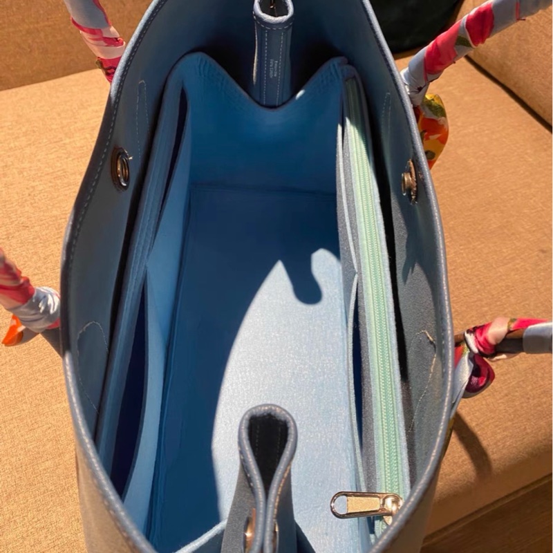 Hermès Garden Party 36 花園包藍色帆布拼皮-5