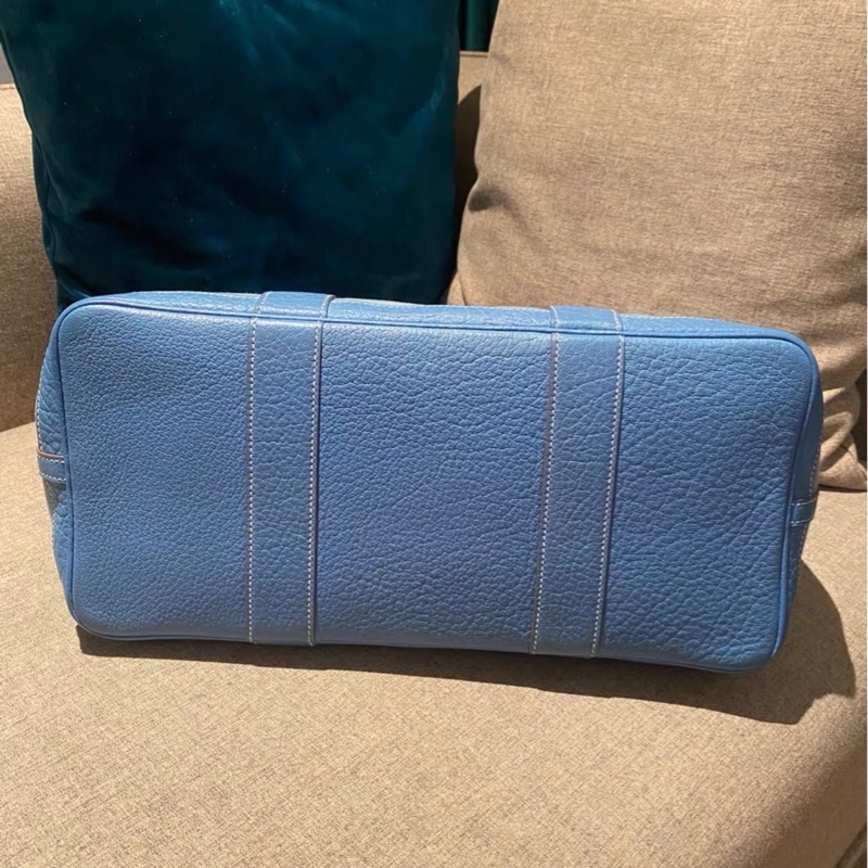 Hermès Garden Party 36 花園包藍色帆布拼皮-8