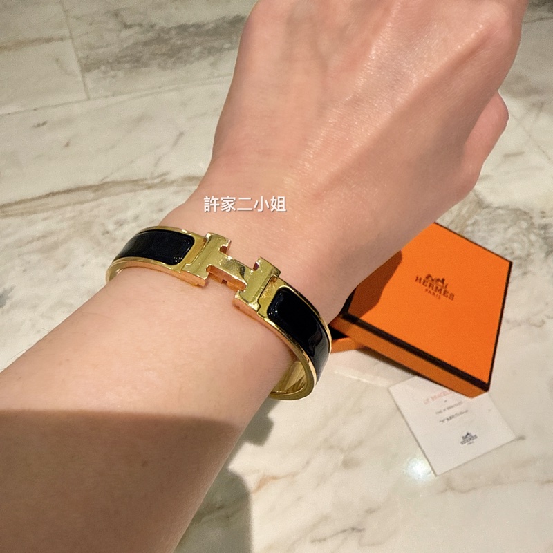 Hermes 97新 ST碼閒置 Clic H手環黑色/金 /PM-0