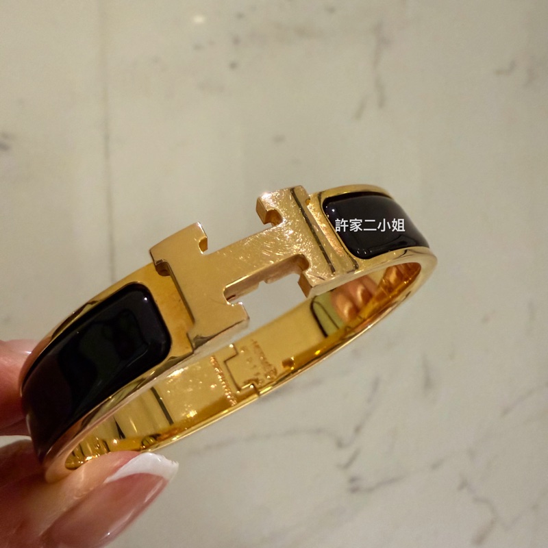 Hermes 97新 ST碼閒置 Clic H手環黑色/金 /PM-4