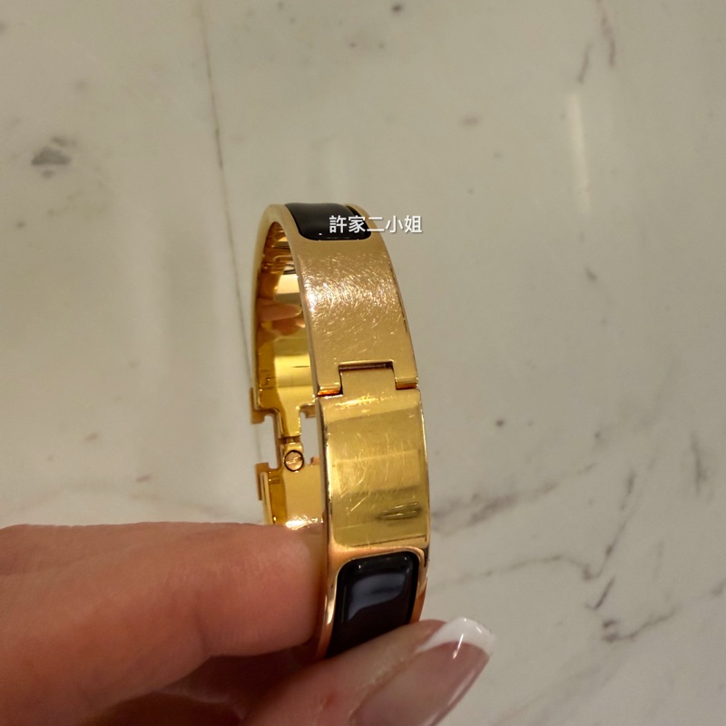 Hermes 97新 ST碼閒置 Clic H手環黑色/金 /PM-18