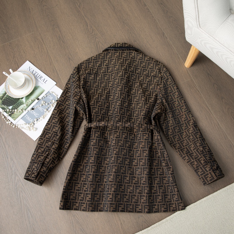 ❤️ FENDI 氣質款 經典LOGO外套 有原配腰帶-9