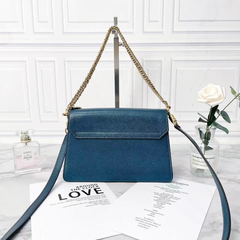 Givenchy藍灰拼色金屬鎖扣肩背包21×15×9 98新配件塵袋-5