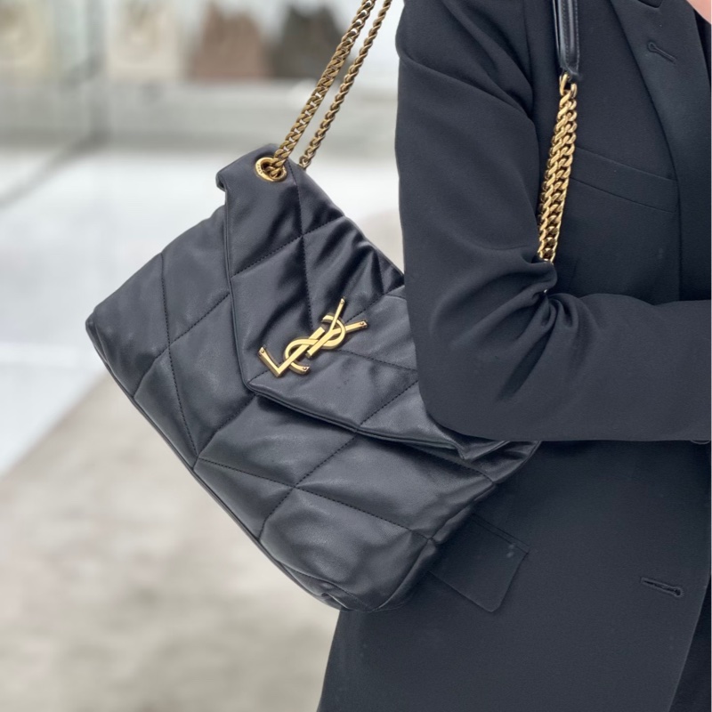 ☁️聖羅蘭雲朵包小號YSL黑金羊皮絎縫小號PUFFER側背包5774761-1