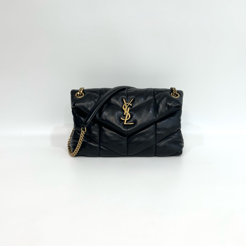 ☁️聖羅蘭雲朵包小號YSL黑金羊皮絎縫小號PUFFER側背包5774761-3