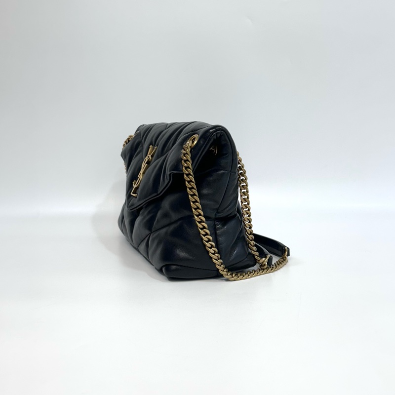 ☁️聖羅蘭雲朵包小號YSL黑金羊皮絎縫小號PUFFER側背包5774761-5