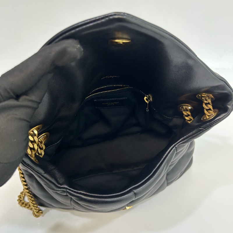 ☁️聖羅蘭雲朵包小號YSL黑金羊皮絎縫小號PUFFER側背包5774761-8