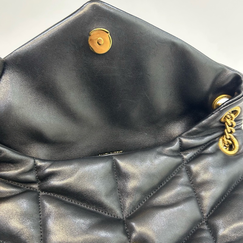 ☁️聖羅蘭雲朵包小號YSL黑金羊皮絎縫小號PUFFER側背包5774761-11