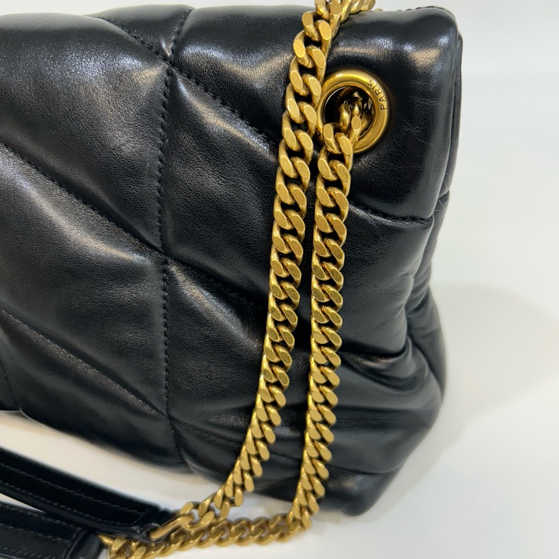 ☁️聖羅蘭雲朵包小號YSL黑金羊皮絎縫小號PUFFER側背包5774761-22