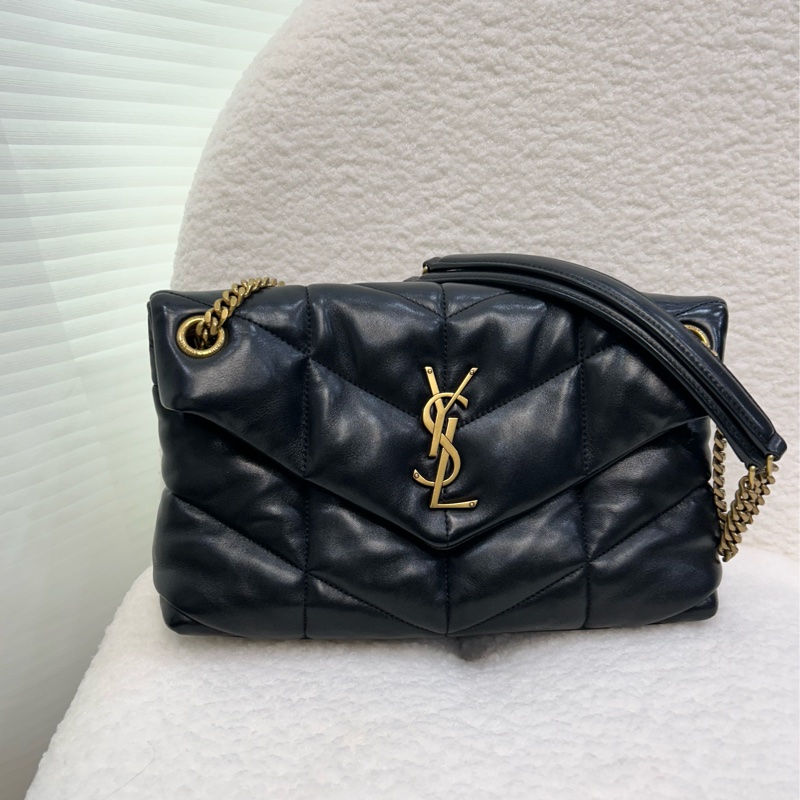 ☁️聖羅蘭雲朵包小號YSL黑金羊皮絎縫小號PUFFER側背包5774761-10