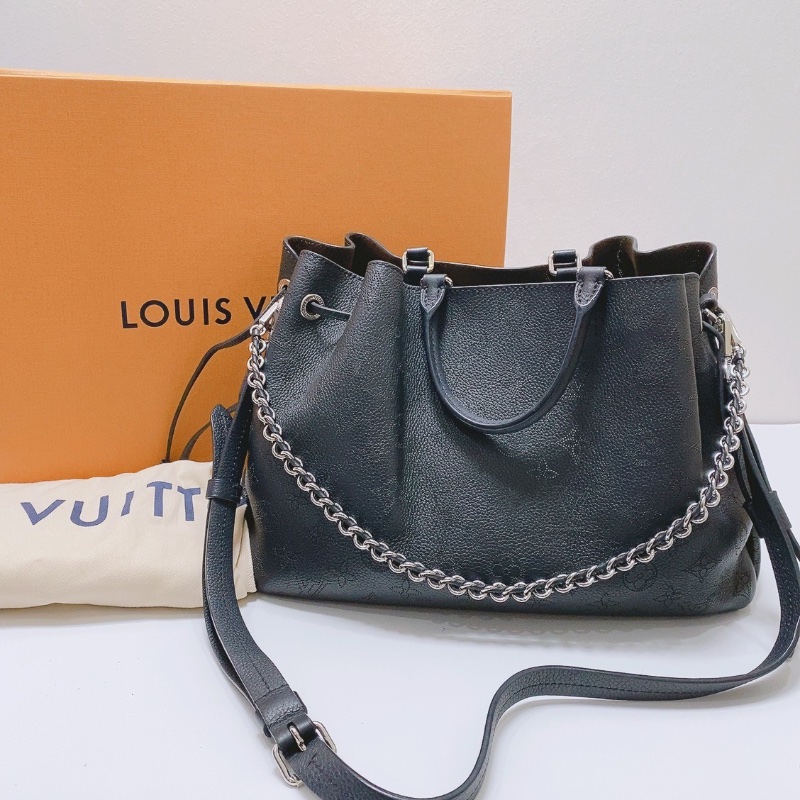 lv 黑色bella tote月光女神鏤空透光手提斜背包32x23x13  98新配件盒子塵袋-1