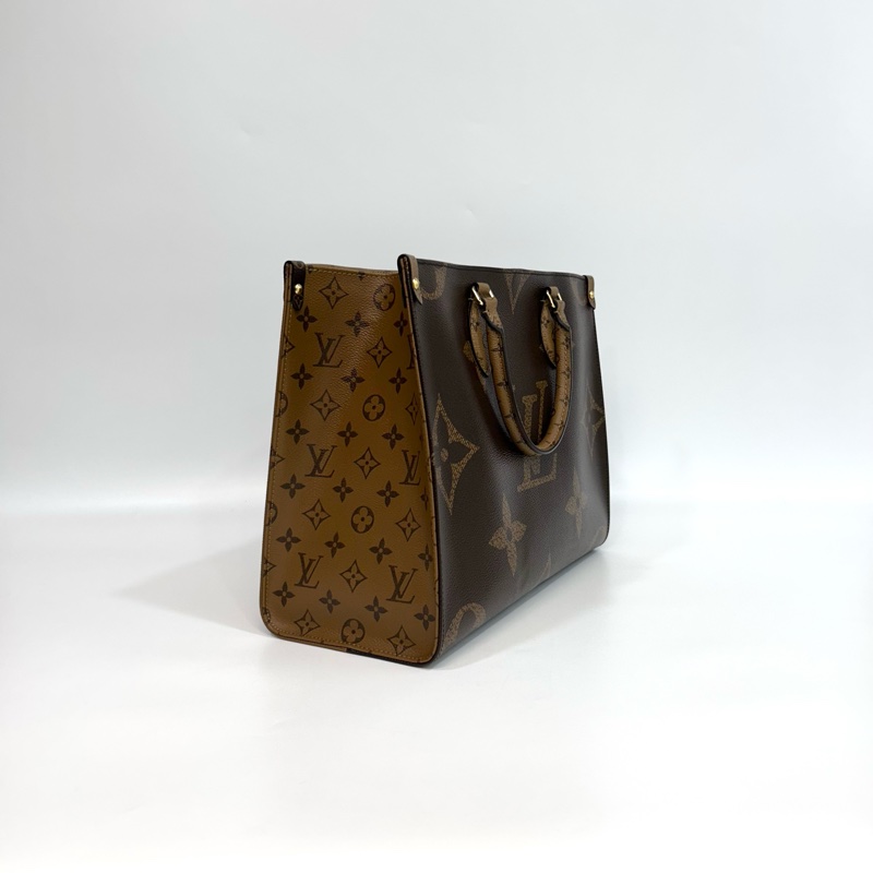 ☕️路易威登托特包LV老花雙拼色onthego MM手提肩背托特包M45321-9