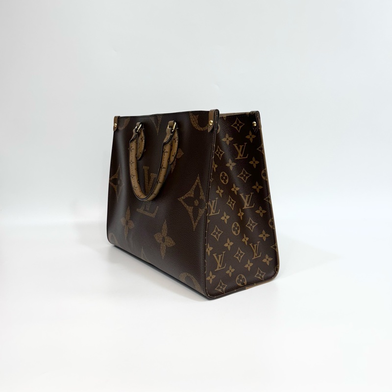 ☕️路易威登托特包LV老花雙拼色onthego MM手提肩背托特包M45321-10