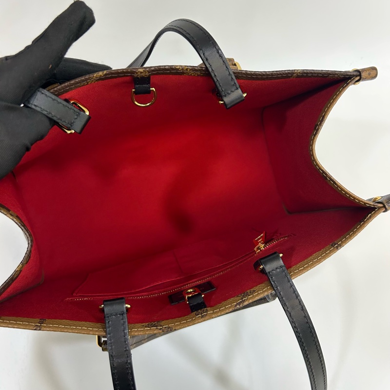 ☕️路易威登托特包LV老花雙拼色onthego MM手提肩背托特包M45321-16