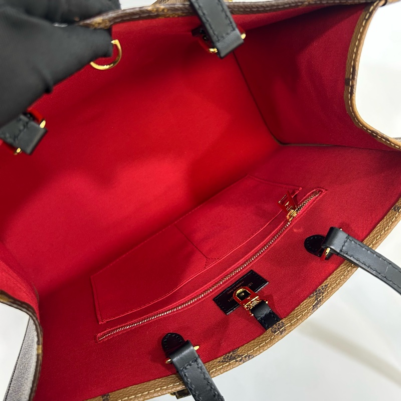 ☕️路易威登托特包LV老花雙拼色onthego MM手提肩背托特包M45321-18