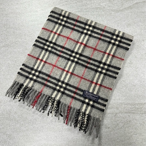 BURBERRY灰色格紋羔羊毛圍巾✨