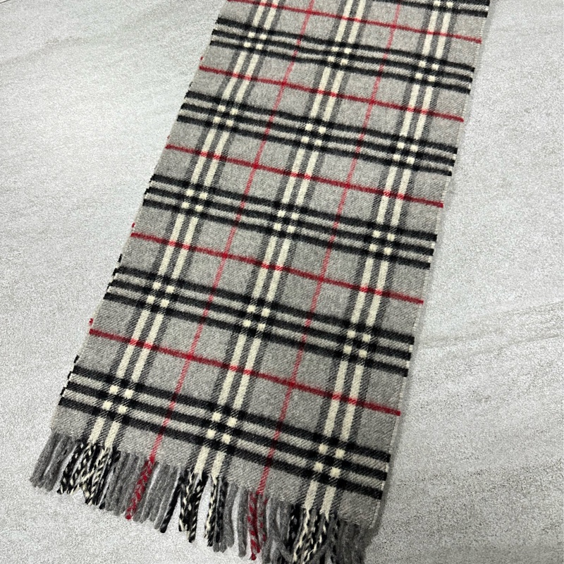 BURBERRY灰色格紋羔羊毛圍巾✨-4