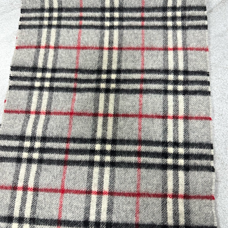 BURBERRY灰色格紋羔羊毛圍巾✨-5