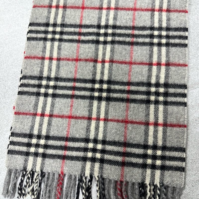 BURBERRY灰色格紋羔羊毛圍巾✨-6