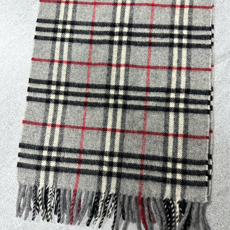 BURBERRY灰色格紋羔羊毛圍巾✨-10