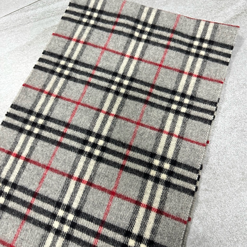BURBERRY灰色格紋羔羊毛圍巾✨-11