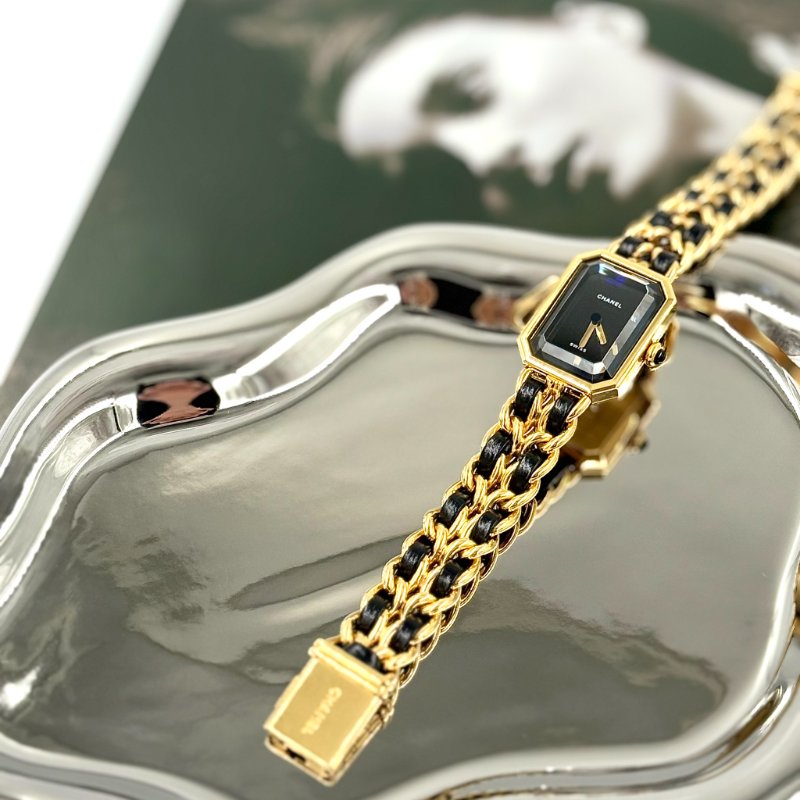 CHANEL - 金色24k鍍金皮穿鍊 Première 首映錶-0