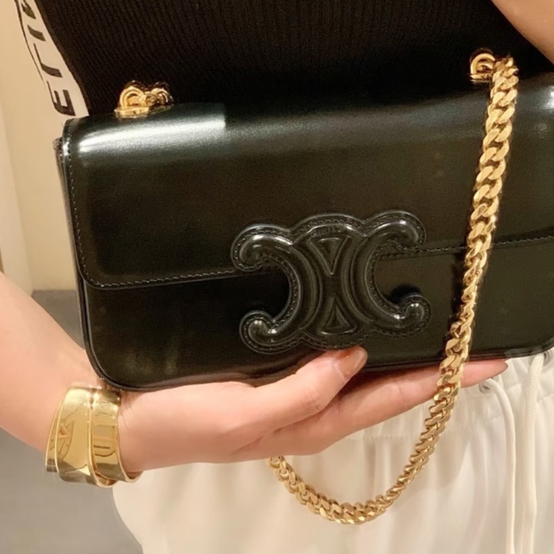 #過上新款在售12萬 #閒置🈶購證 Celine黑金凱旋門鏈條腋下包-6