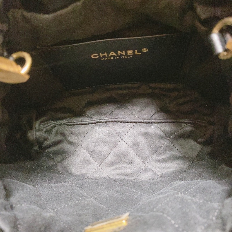 CHANEL 24a黑色珍珠22bag mini肩背斜背包 17*18*6 芯片款 98新配件塵袋購證盒子-2