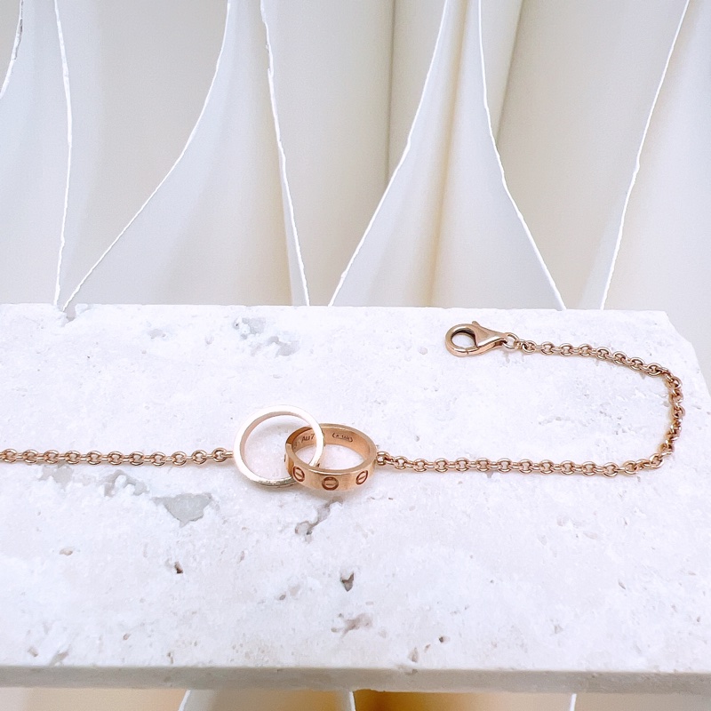 Cartier love 玫瑰金雙圈手鏈-0