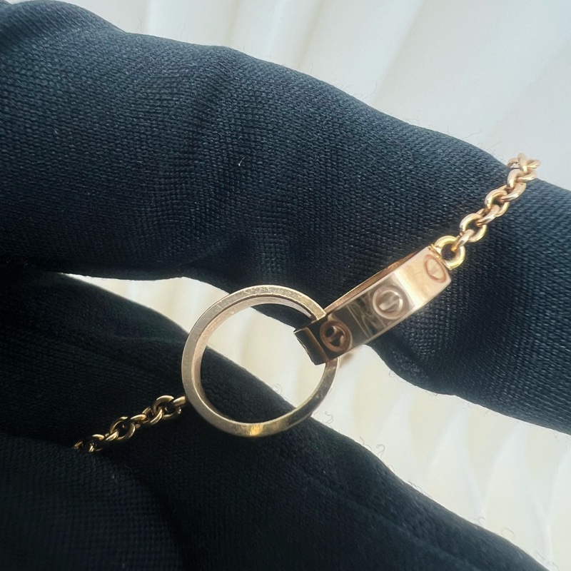 Cartier love 玫瑰金雙圈手鏈-1